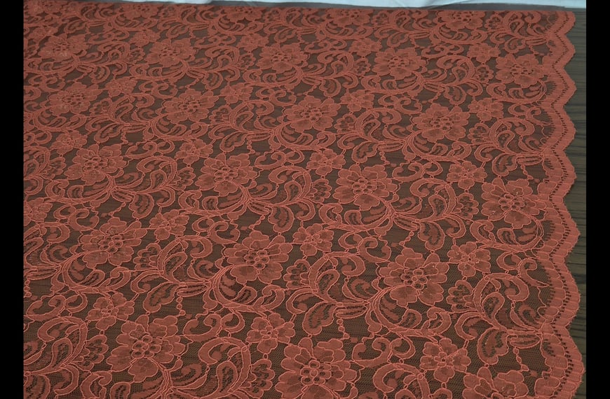 Lace Gossamer with Flowers Polyester Single-Colored - 150cm